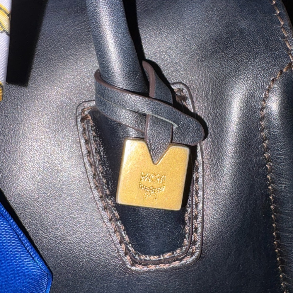 MCM Milano Mini Boston Bag - Black Leather with Gold accents - Picture 4 of 9